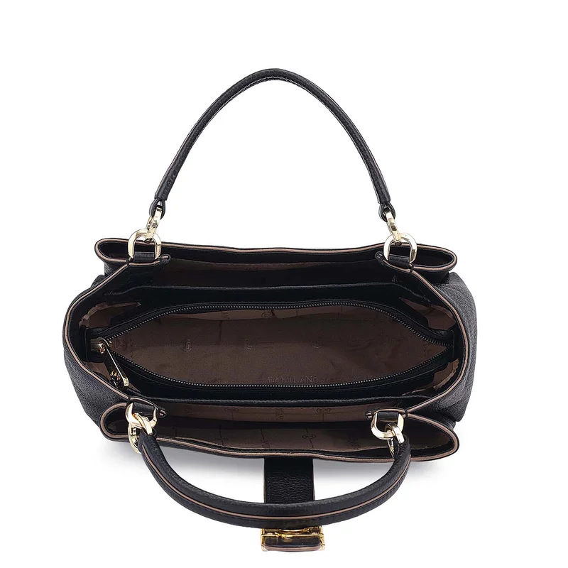 Da Milano Black Small Wax Leather Satchel - Black for Women | Best Price UAE